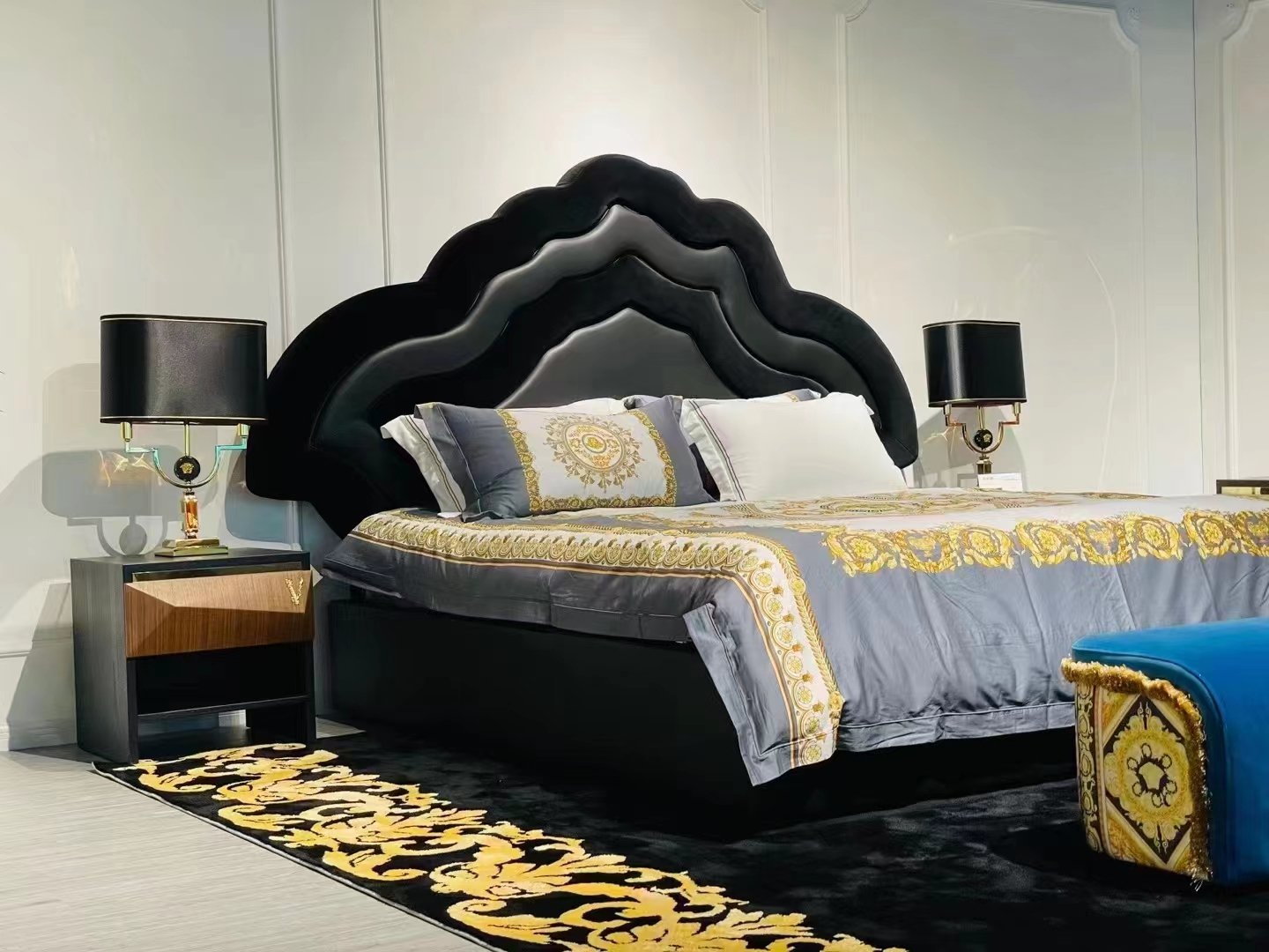 #HY5001 Versace SHADOV King Size Fabric Bed - Image 7