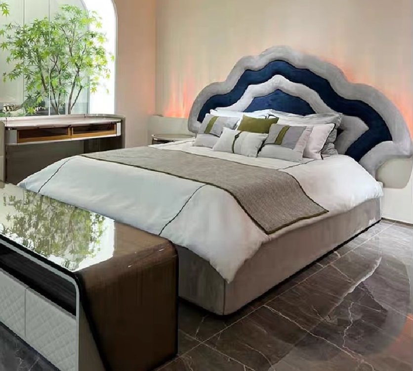 #HY5001 Versace SHADOV King Size Fabric Bed - Image 6