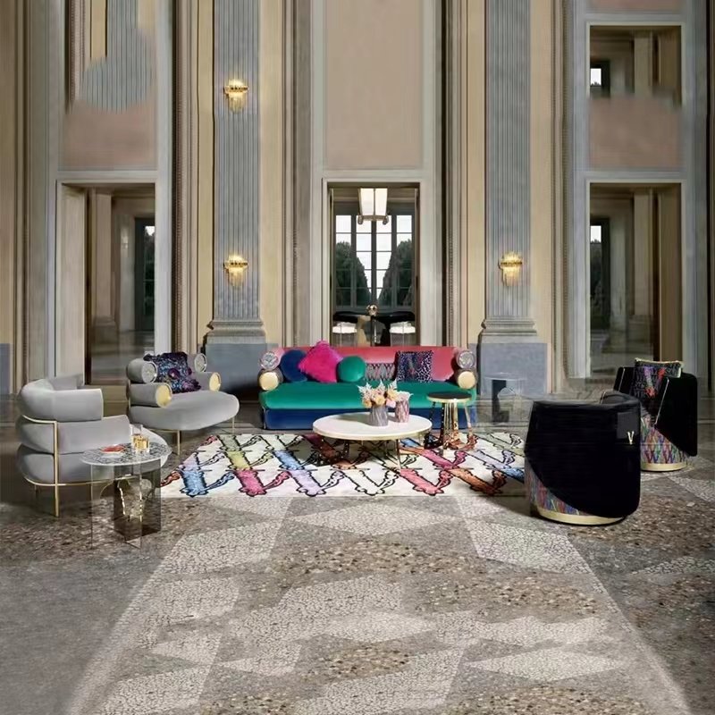 #HS1005 Italian Versace Colorful Fabric Swivel Leisure Chair - Image 5