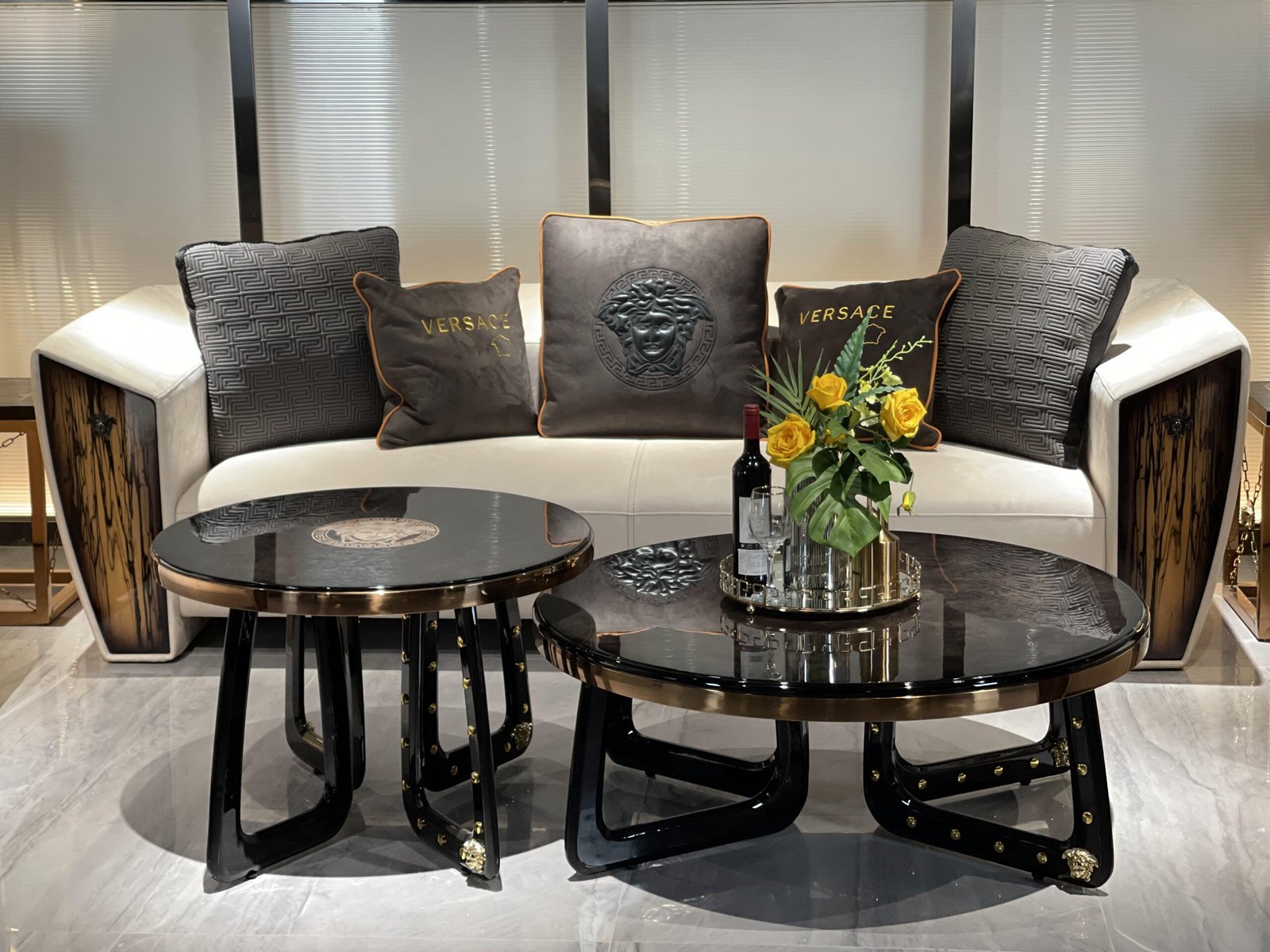 #HF3001 Italian Versace Coffee Table Set - Image 2