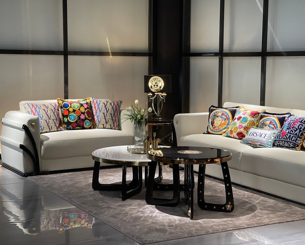 #HF3001 Italian Versace Coffee Table Set - Image 4
