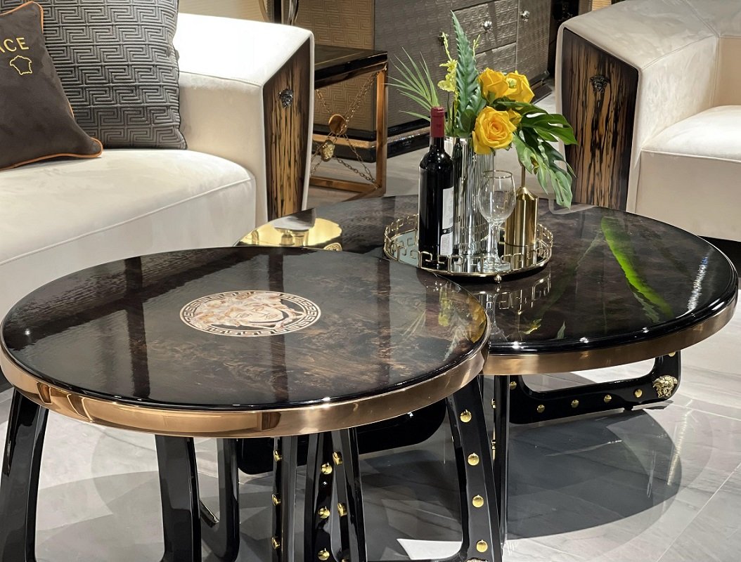#HF3001 Italian Versace Coffee Table Set - Image 6