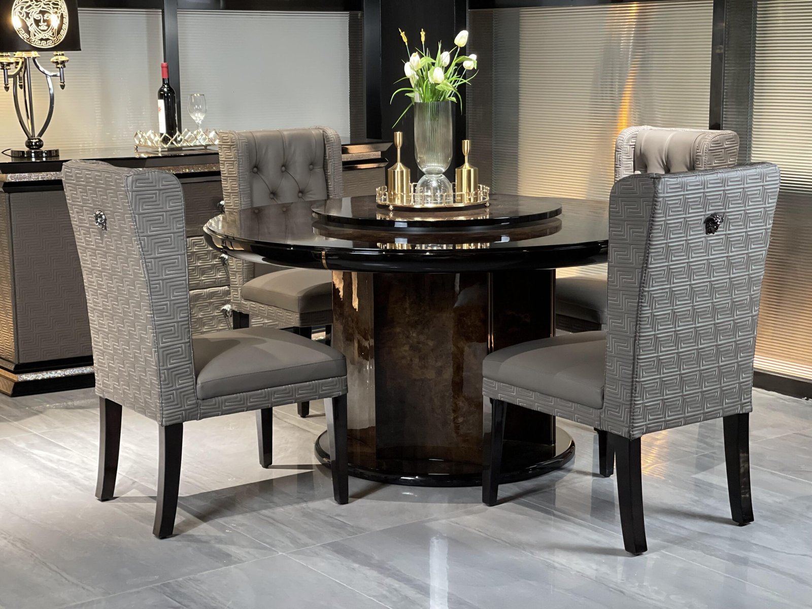 #HC6501 Versace Micor Fiber Dining Chair - Image 3