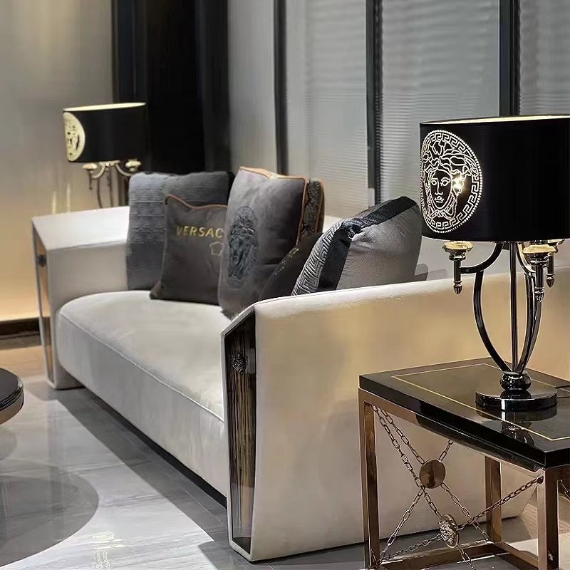#HF1002 Versace Living Room Sofa Set with Top Grain Cow Leather or Nubuck Fabric Made in Foshan - Image 5